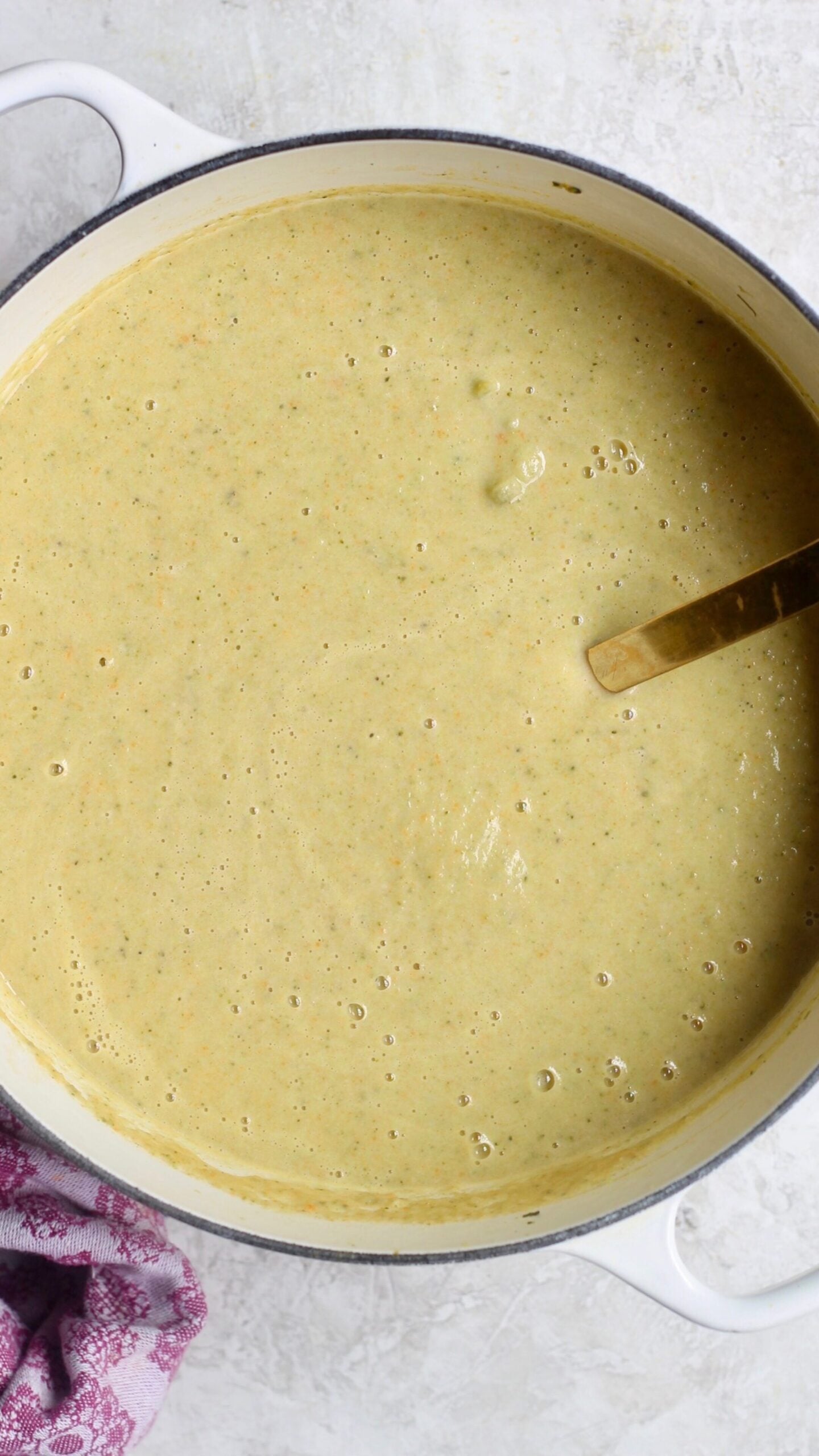 blended yellow green soup