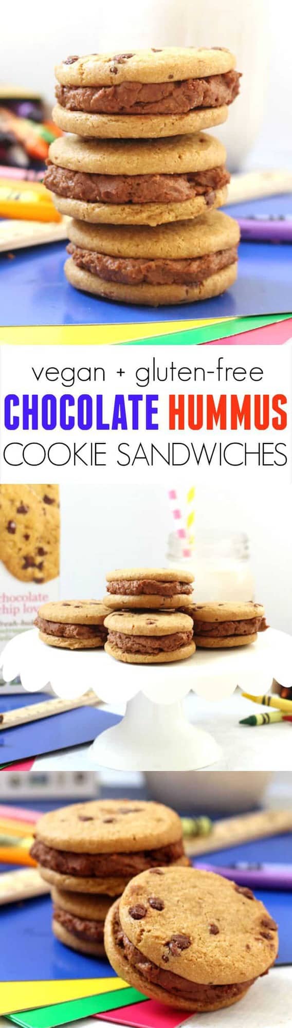 Chocolate Hummus Cookie Sandwiches -- This creamy and delicious chocolate hummus tastes like frosting! Vegan, gluten-free, and kid-friendly. Hummusapien.com