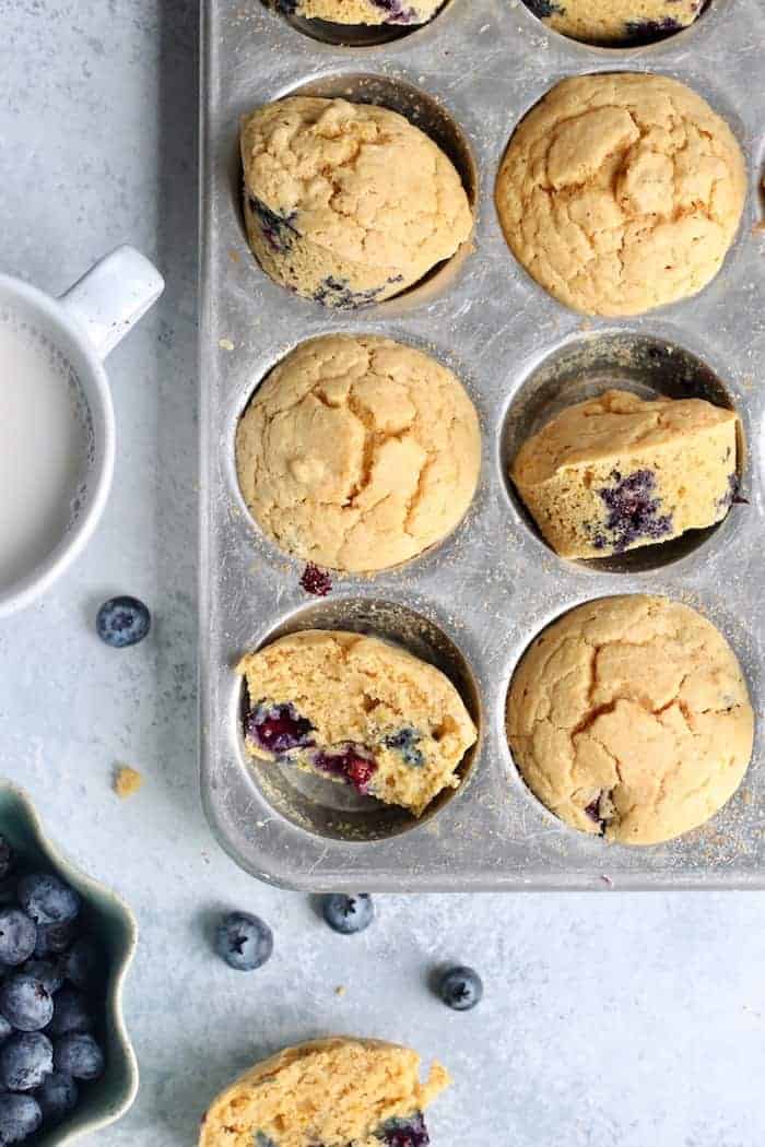 muffin tin of lemon muffins