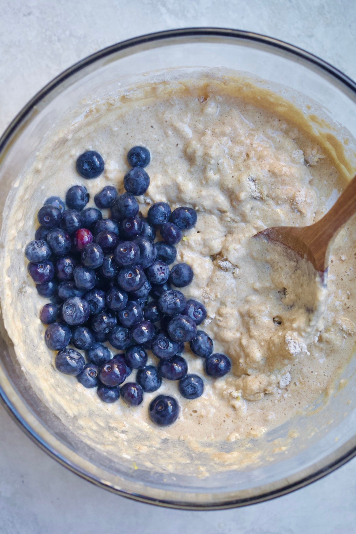 blueberries in mixing bowl