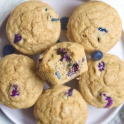 plate of blueberry muffins