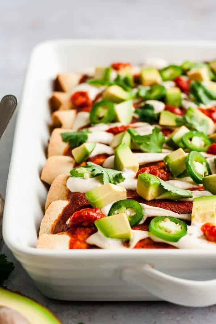 Vegan Enchiladas with Cashew Sour Cream - Hummusapien