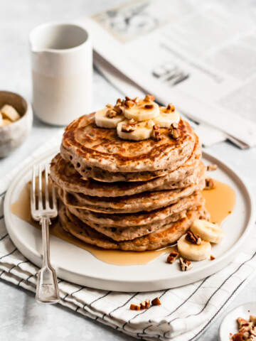 The most magical Whole Wheat Pancakes Recipe for cozy Sunday mornings! Oh so fluffy 100% whole grain goodness meant for maple syrup.