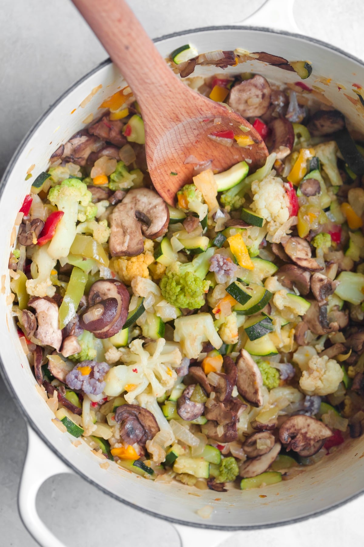 veggies cooking in pot