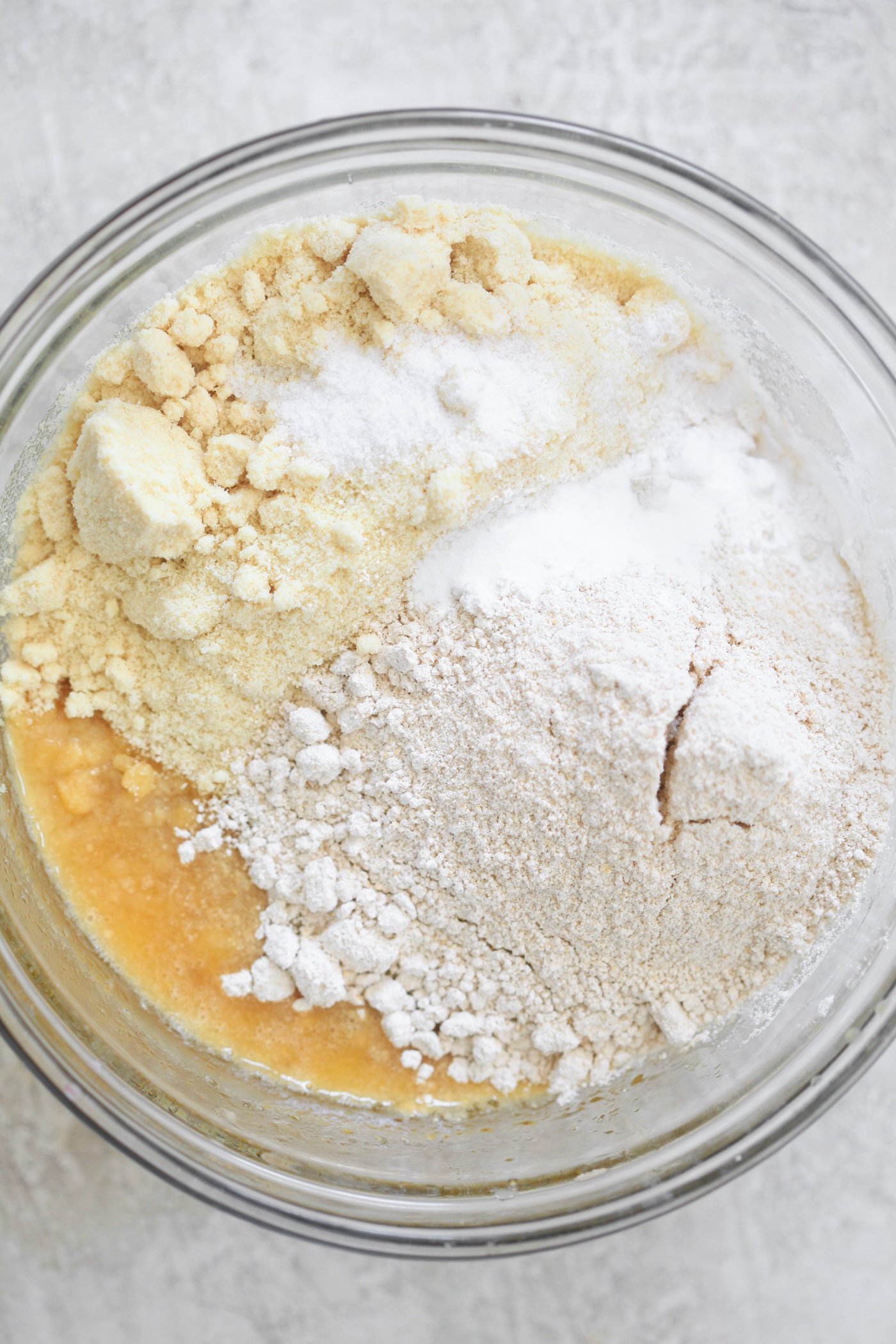 dry ingredients in mixing bowl.