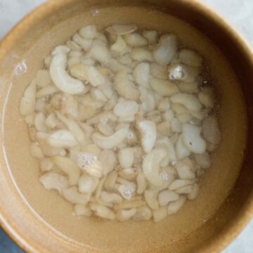 cashews soaking in water.