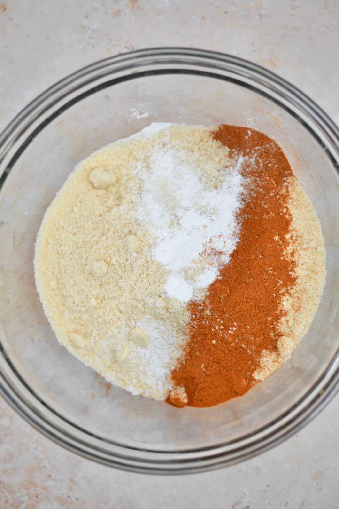 bowl with flour and cinnamon.