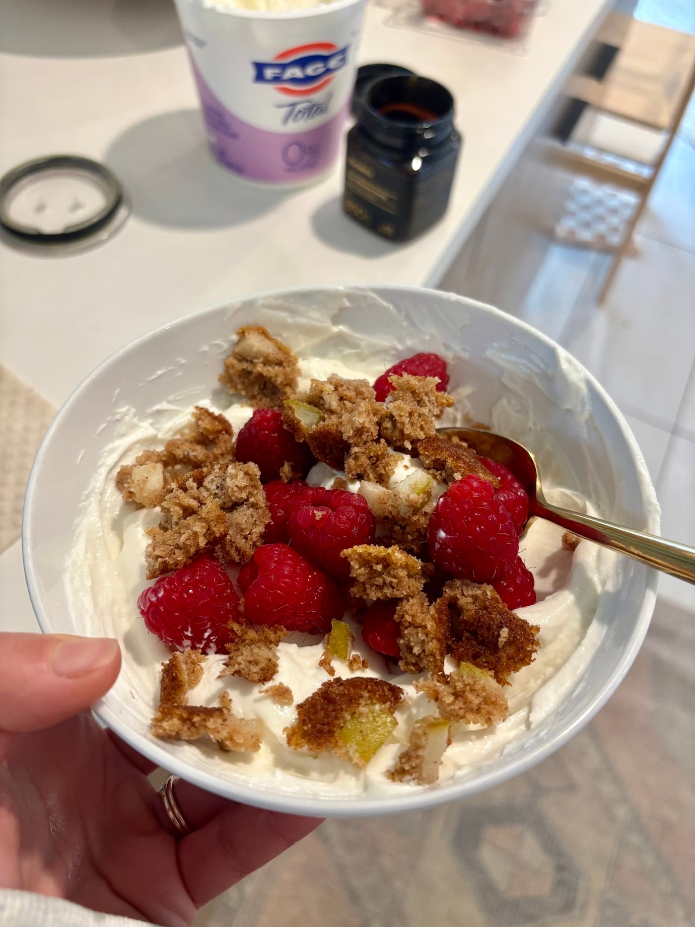 muffin over yogurt