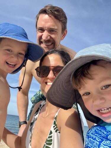 family on beach