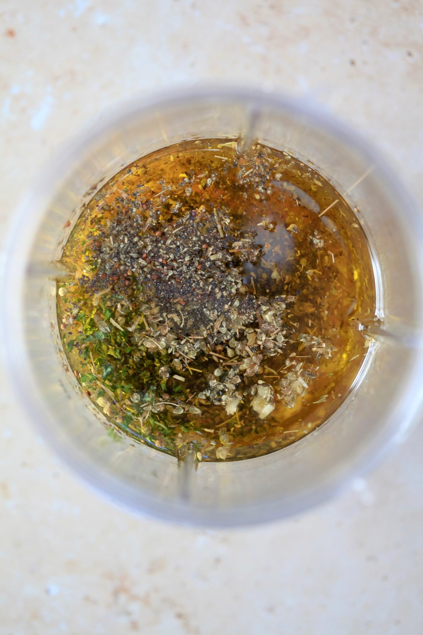 dressing ingredients in cup