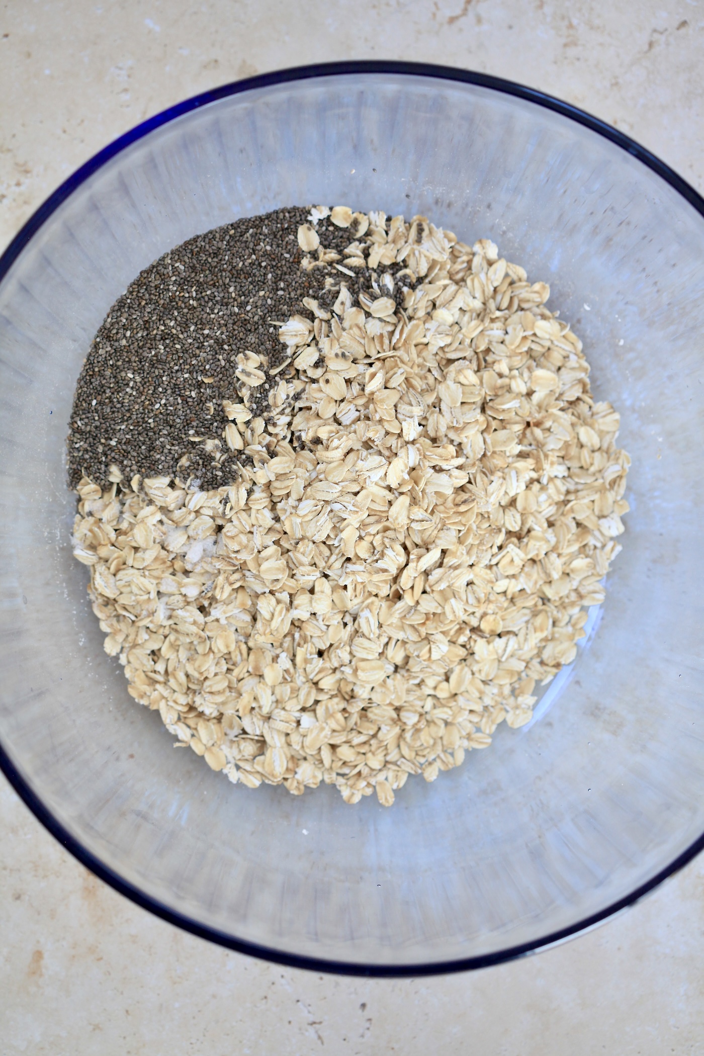 oats and chia in mixing bowl.