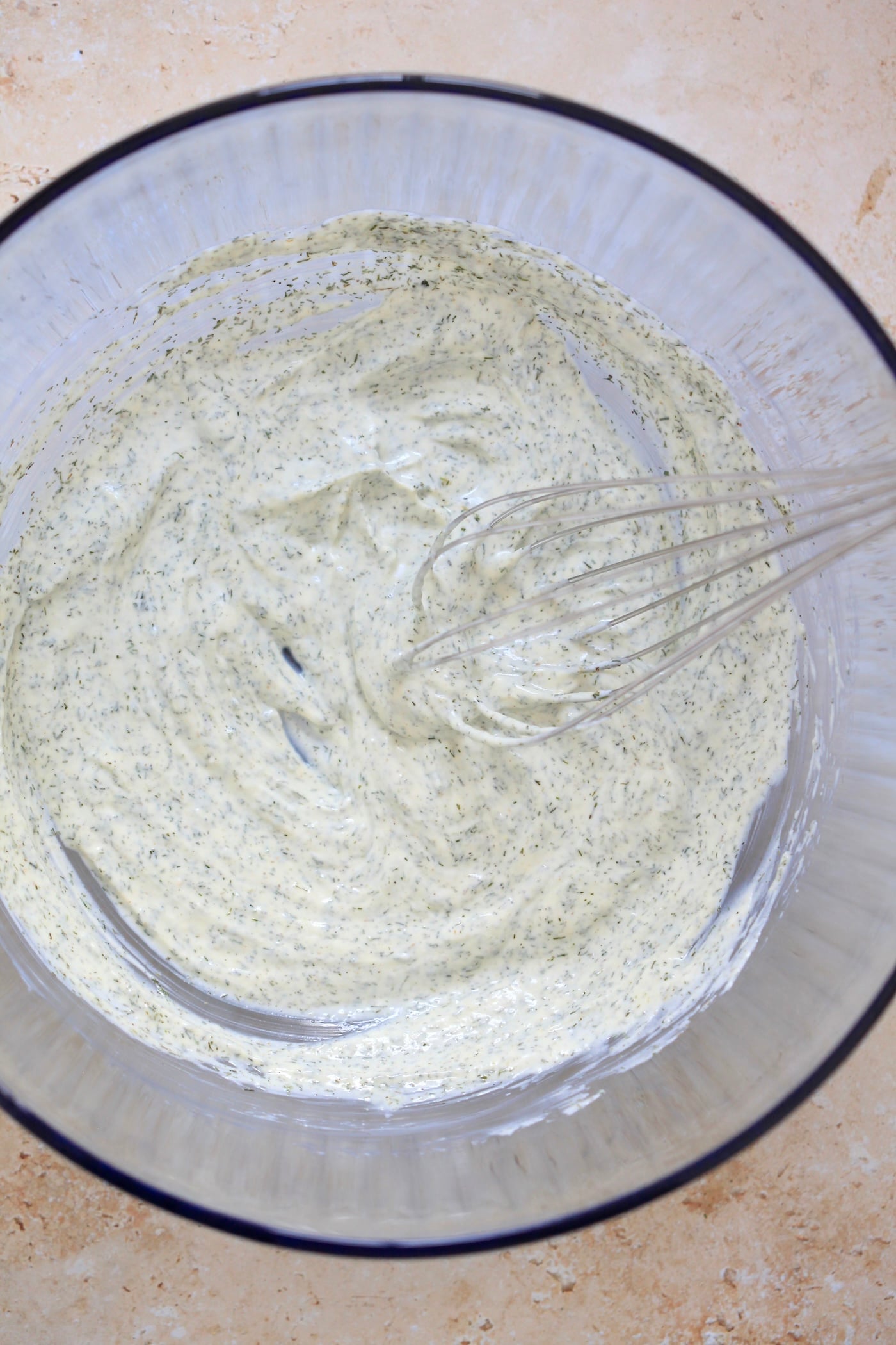 whisked yogurt mixture in bowl.
