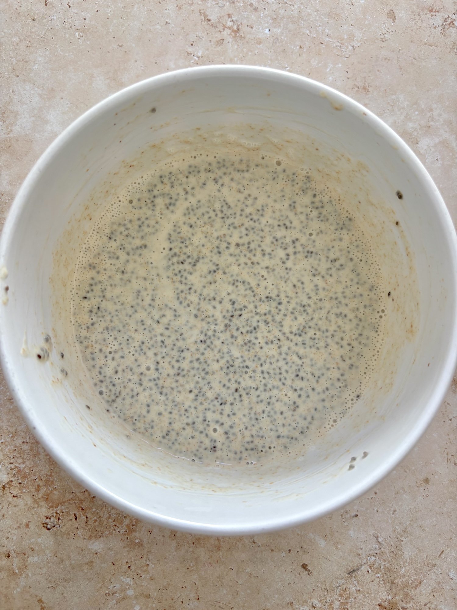 thickened mixture of black seeds in liquid.