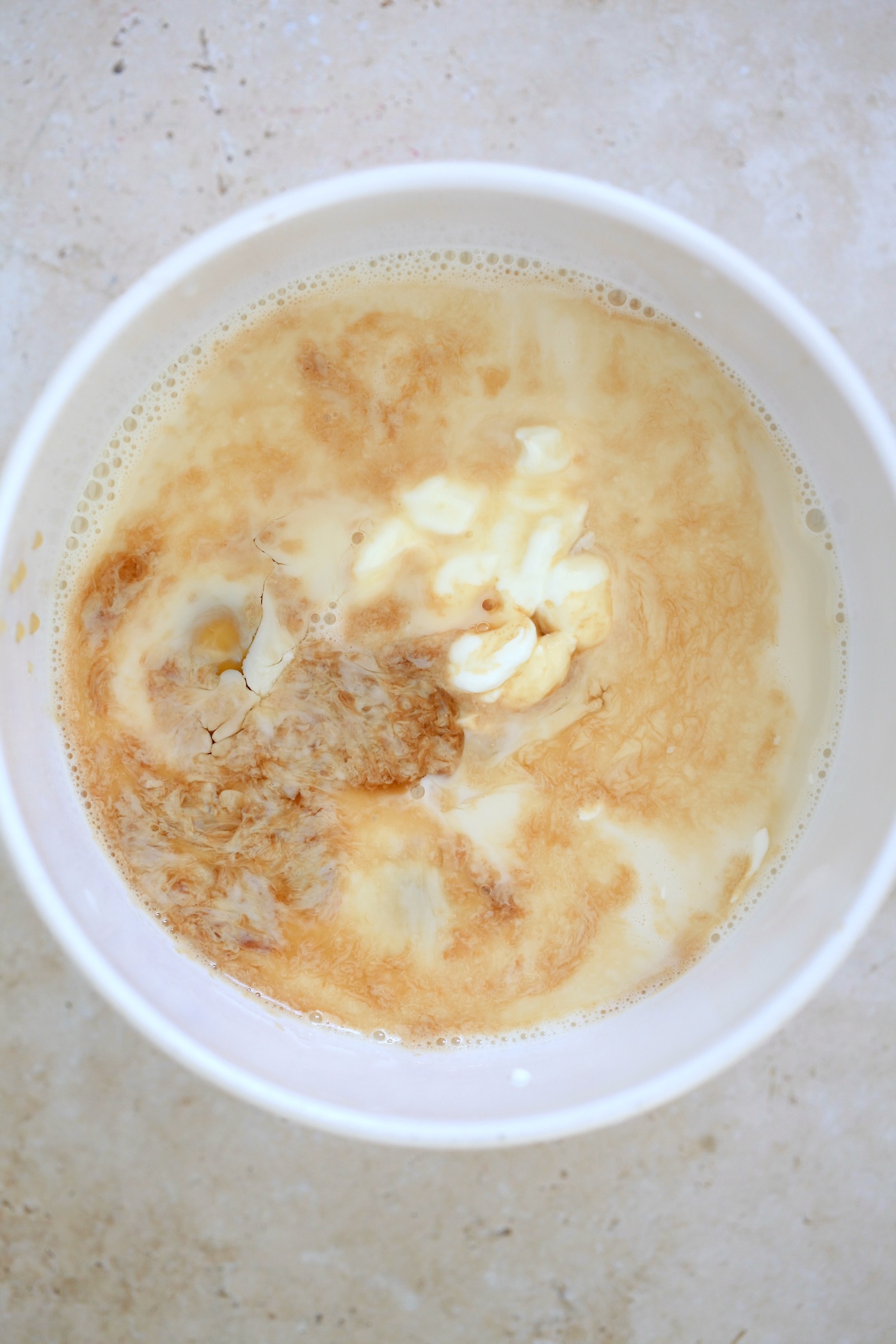 milk, yogurt, and vanilla in small mixing bowl