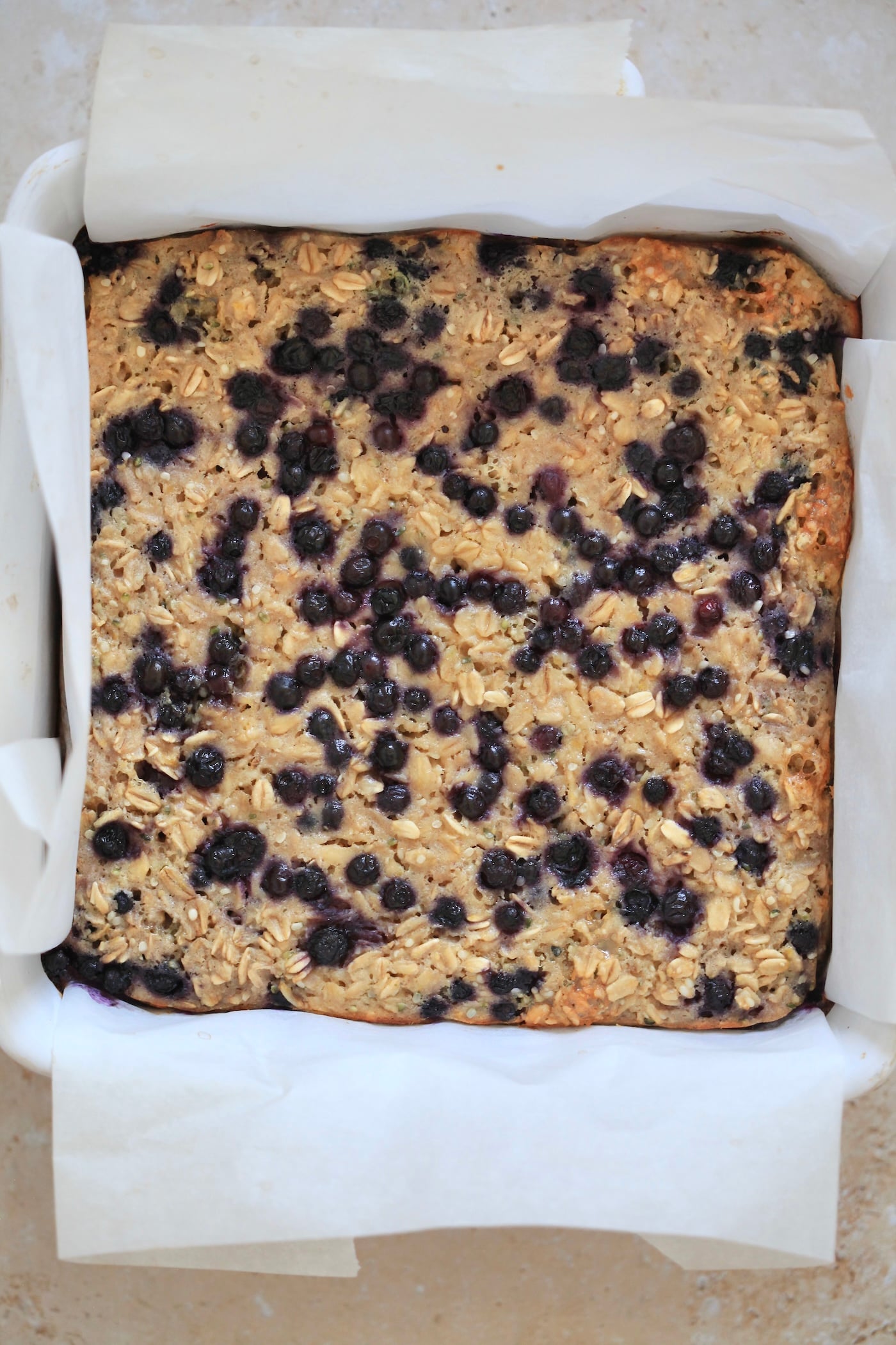 cooked blueberry oatmeal in pan
