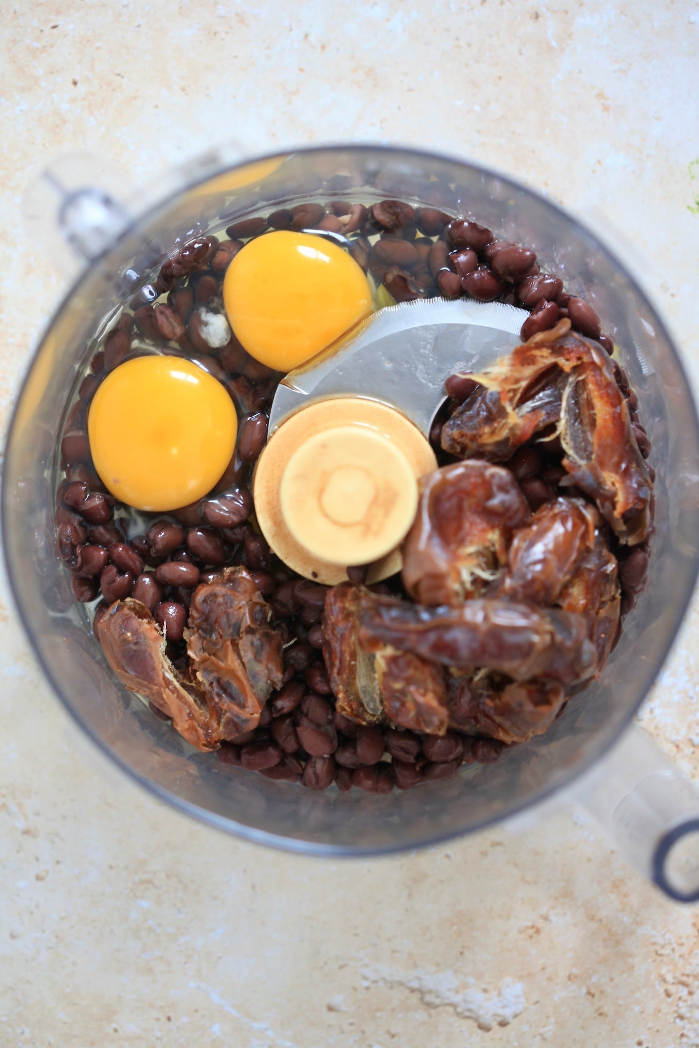 dates and eggs in food processor