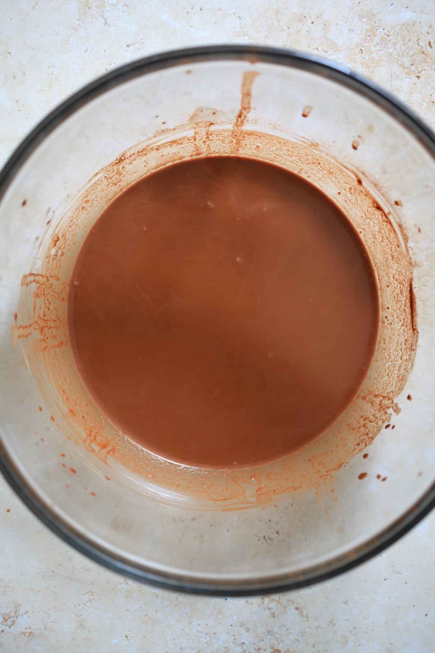 brown liquid in bowl.