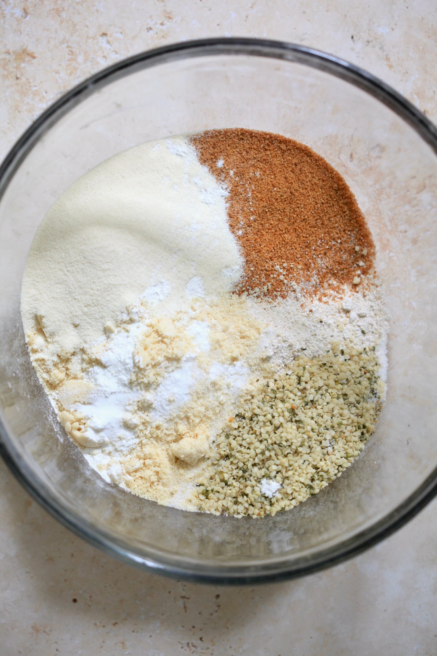 dry ingredients in mixing bowl.
